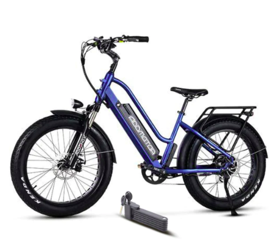 Blue Electric Fat Tire e Bike